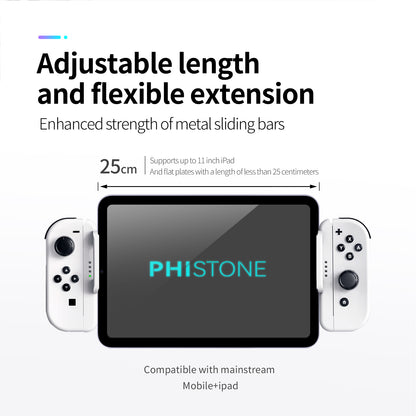 Phistone Switch Joycon Gaming Holder for iPhone/ipad/Tablets Require iOS16+ Adjustable Controller mount Supports 12-25CM